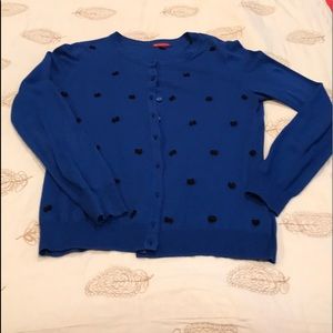 Merona Royal Blue sweater with black tiny bows